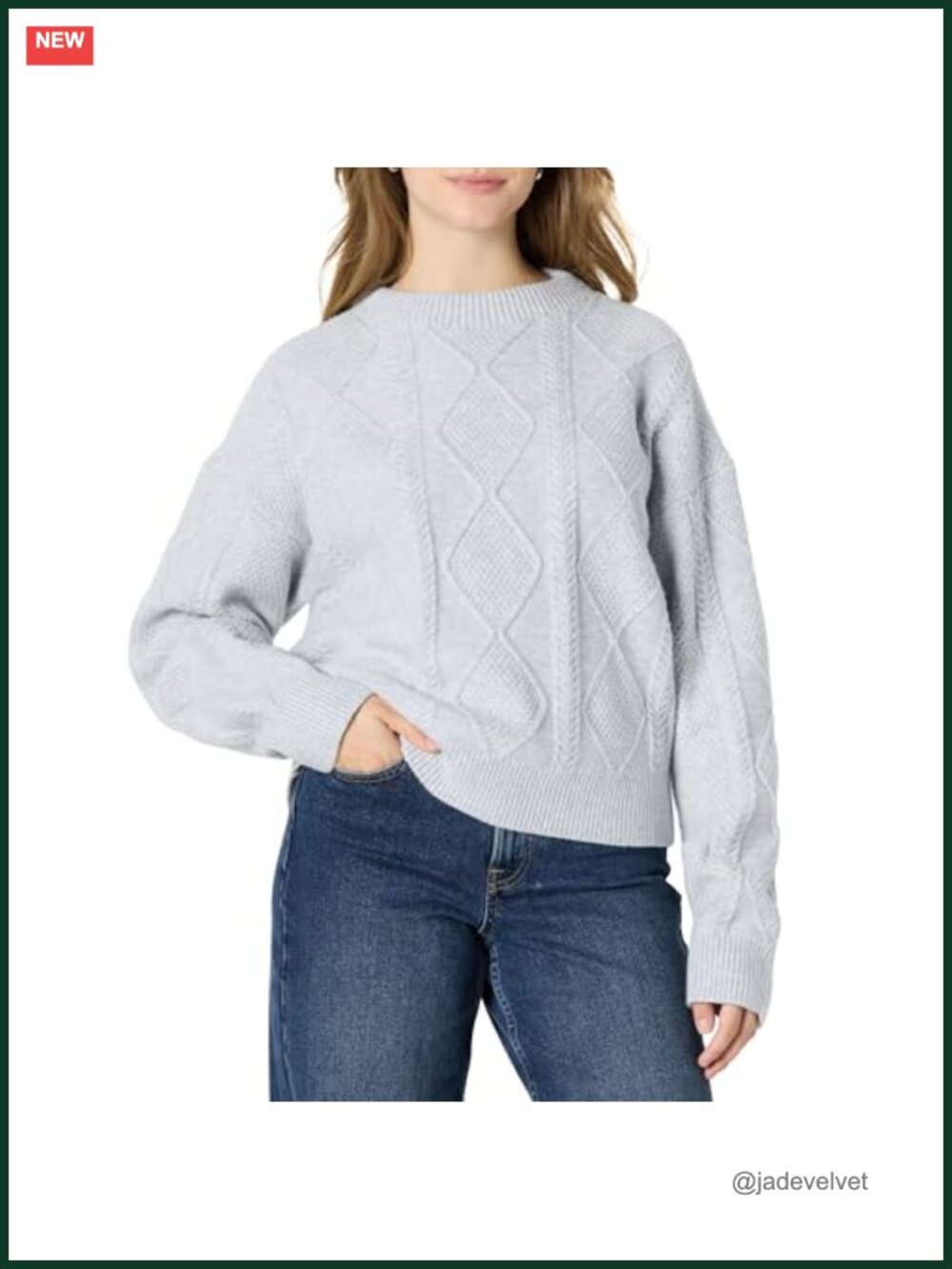 Women's Relaxed Fit Cable Knit Mock Neck Sweater Cotton Blend